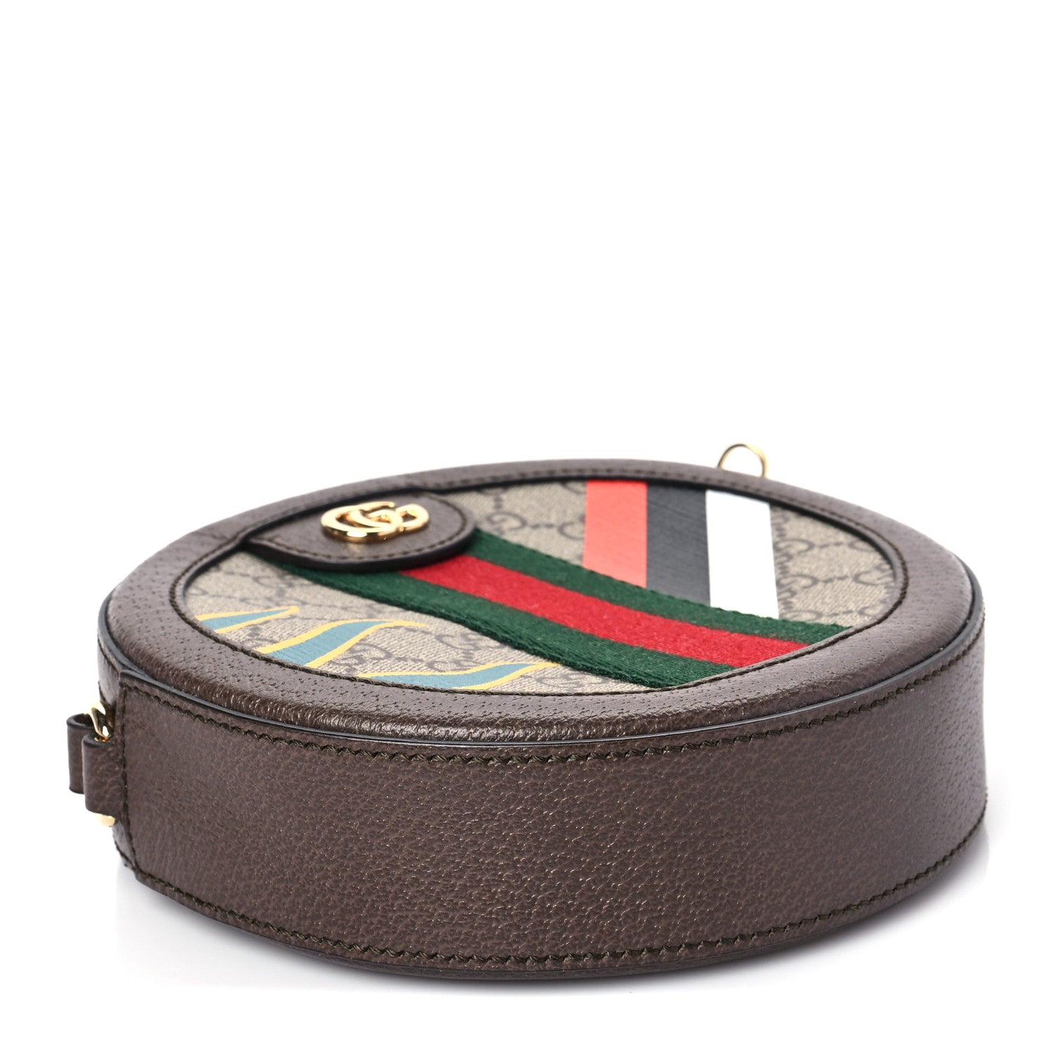 Gucci GG Supreme Monogram Equestrian Web Mini Ophidia Round Shoulder Bag Brown 3 of 7