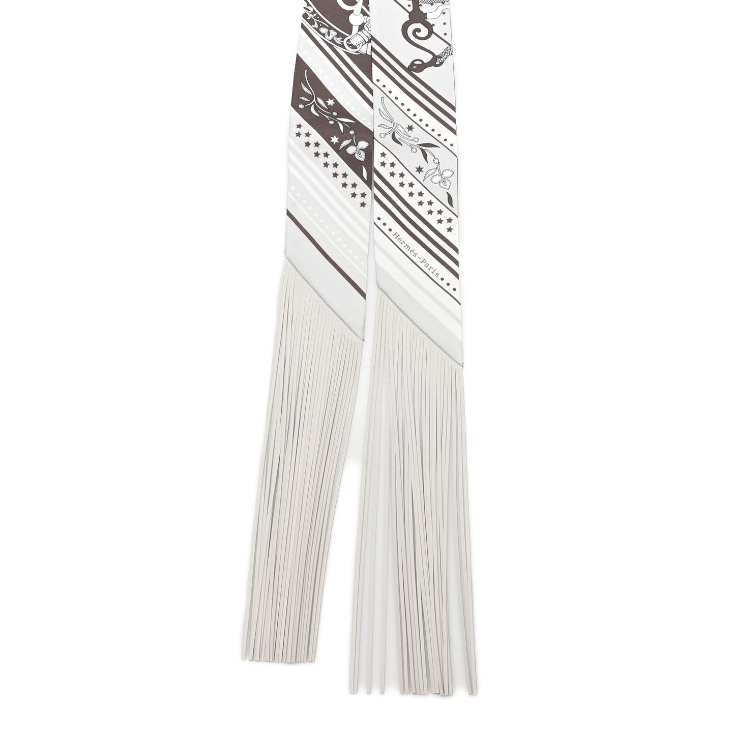Silk Festival Des Amazones Bandana Fringed Twilly Craie Brun