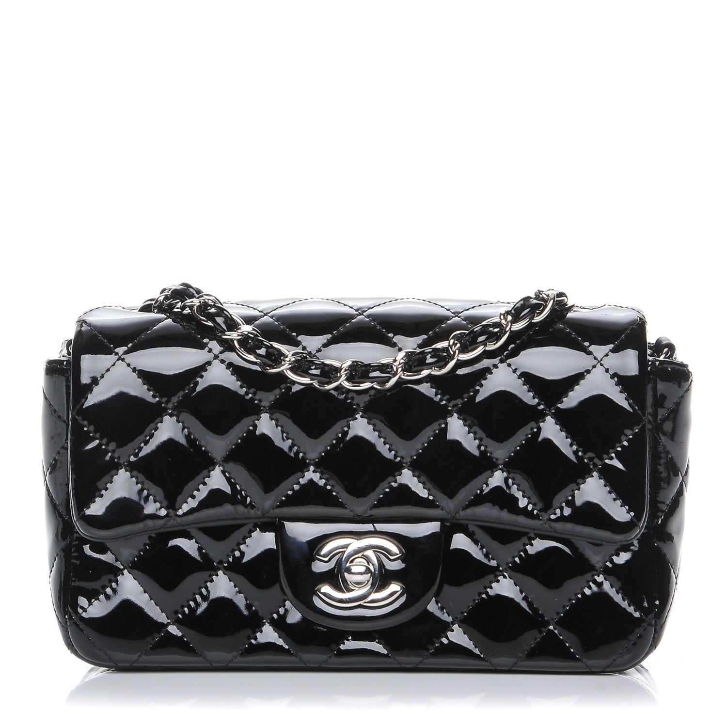 Chanel Patent Calfskin Quilted Mini Rectangular Flap Black 1 of 8