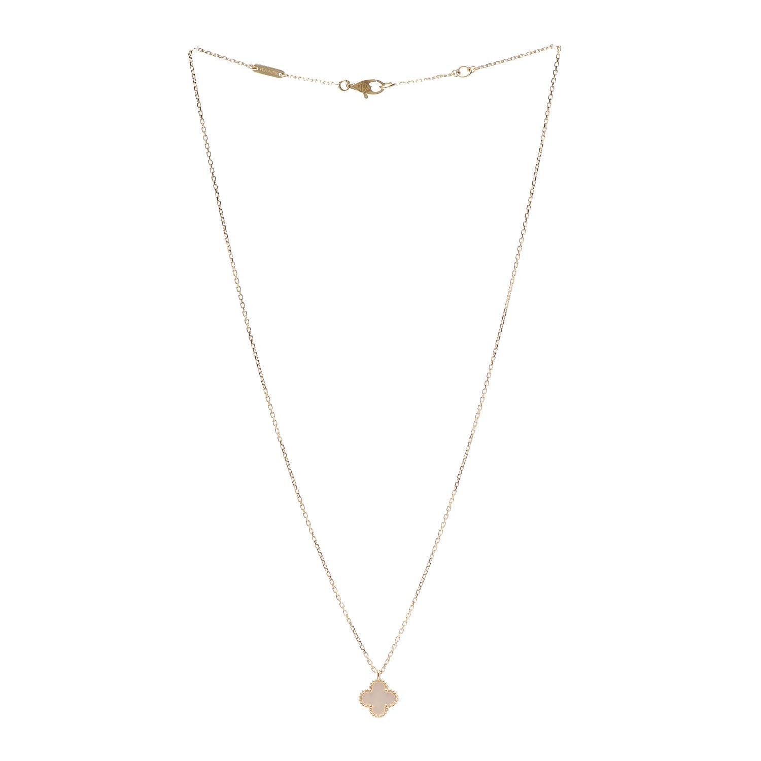 Van Cleef & Arpels 18K Yellow Gold Mother of Pearl Sweet Alhambra Pendant Necklace 3 of 8
