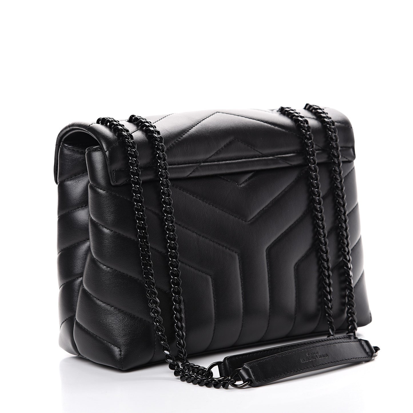 Calfskin Y Quilted Monogram Small Loulou Chain Satchel Black