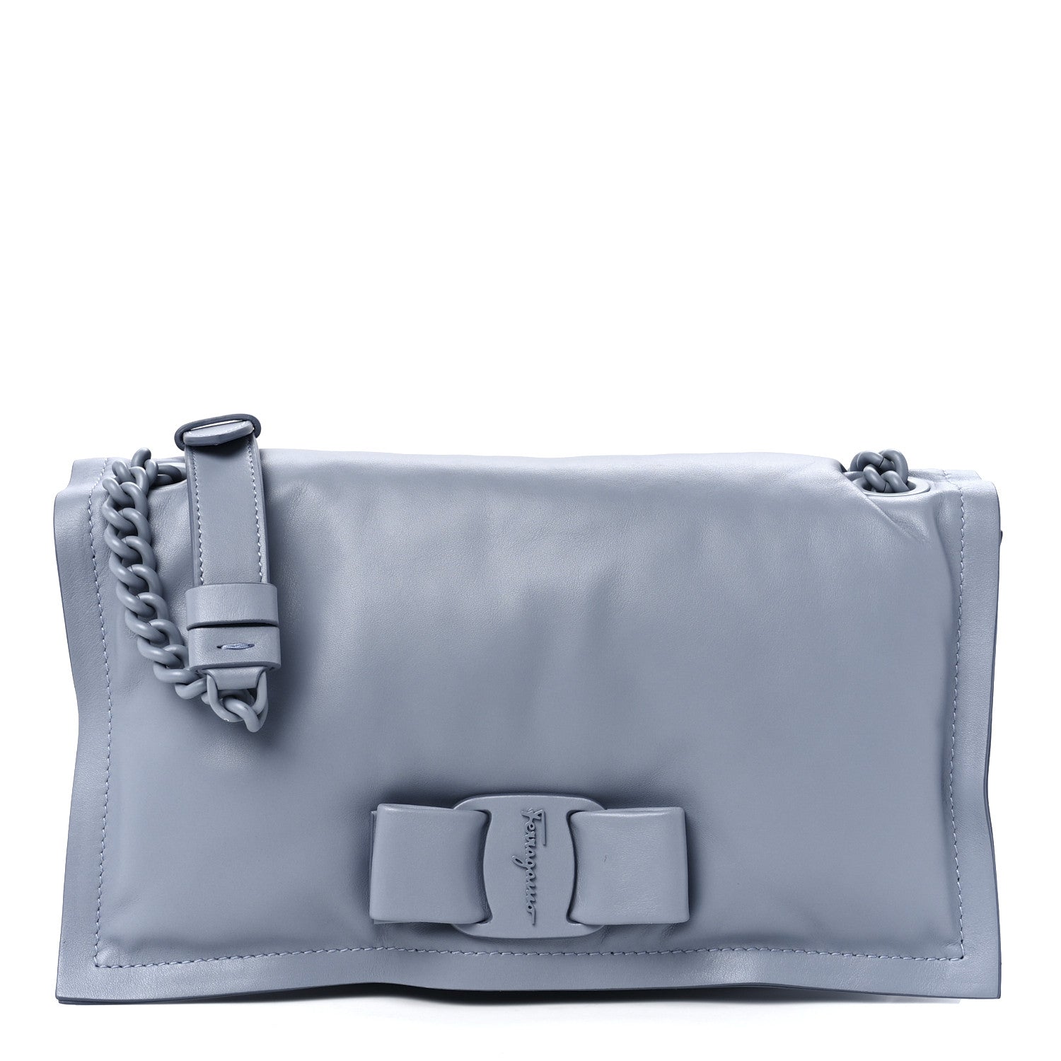 Salvatore Ferragamo Calfskin Small Viva Bow Shoulder Bag Blue 1 of 12