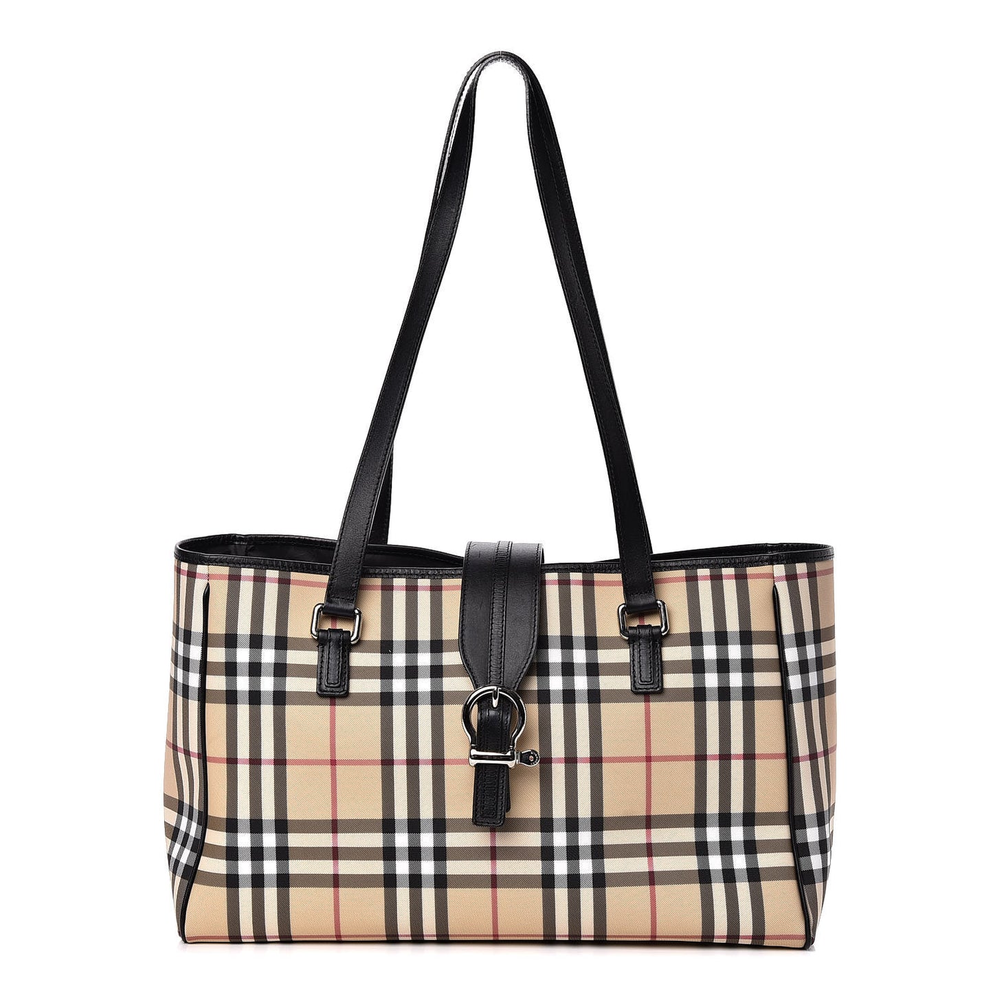 House Check Buckle Tote Black