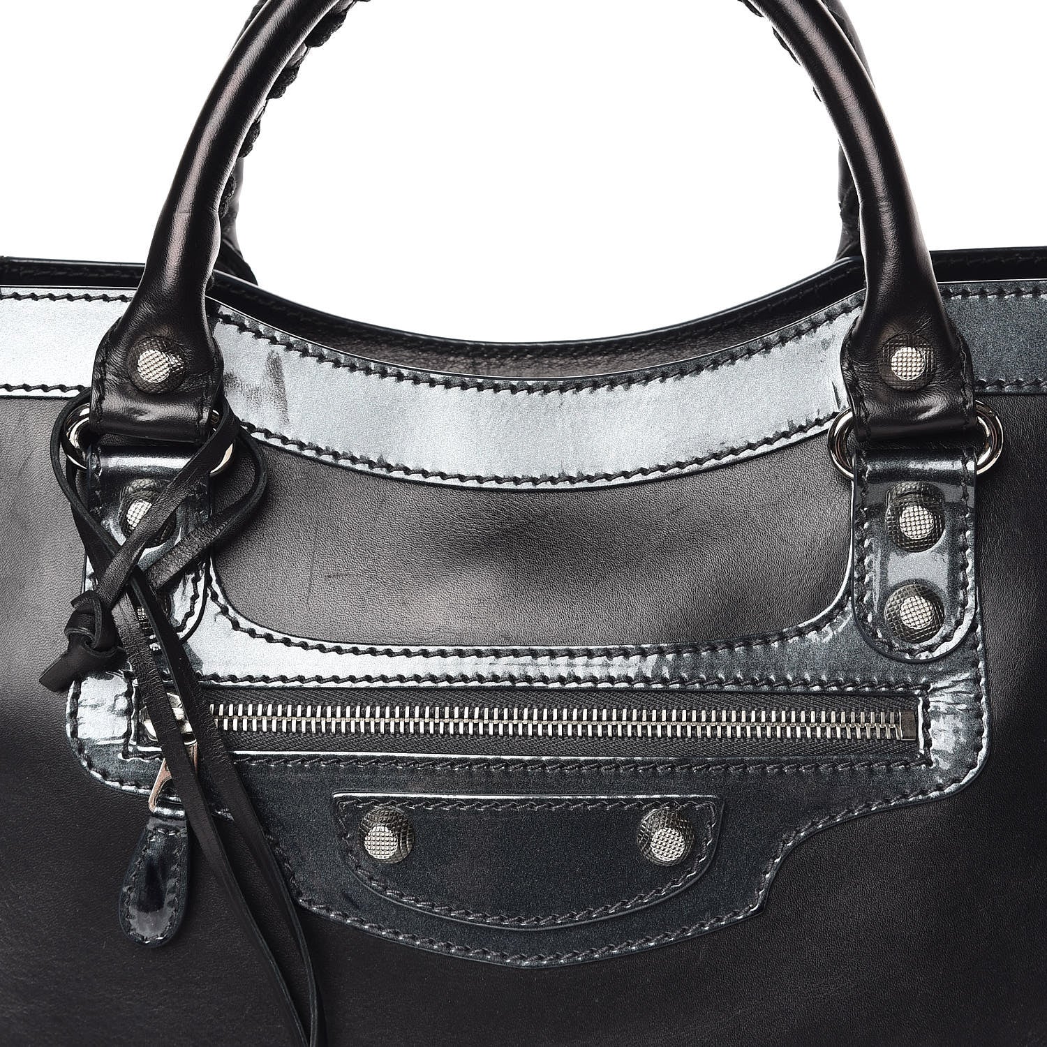 Balenciaga Smooth Calfskin Metallic Patent Giant 12 Silver Hardware City Black Gris 21 of 21