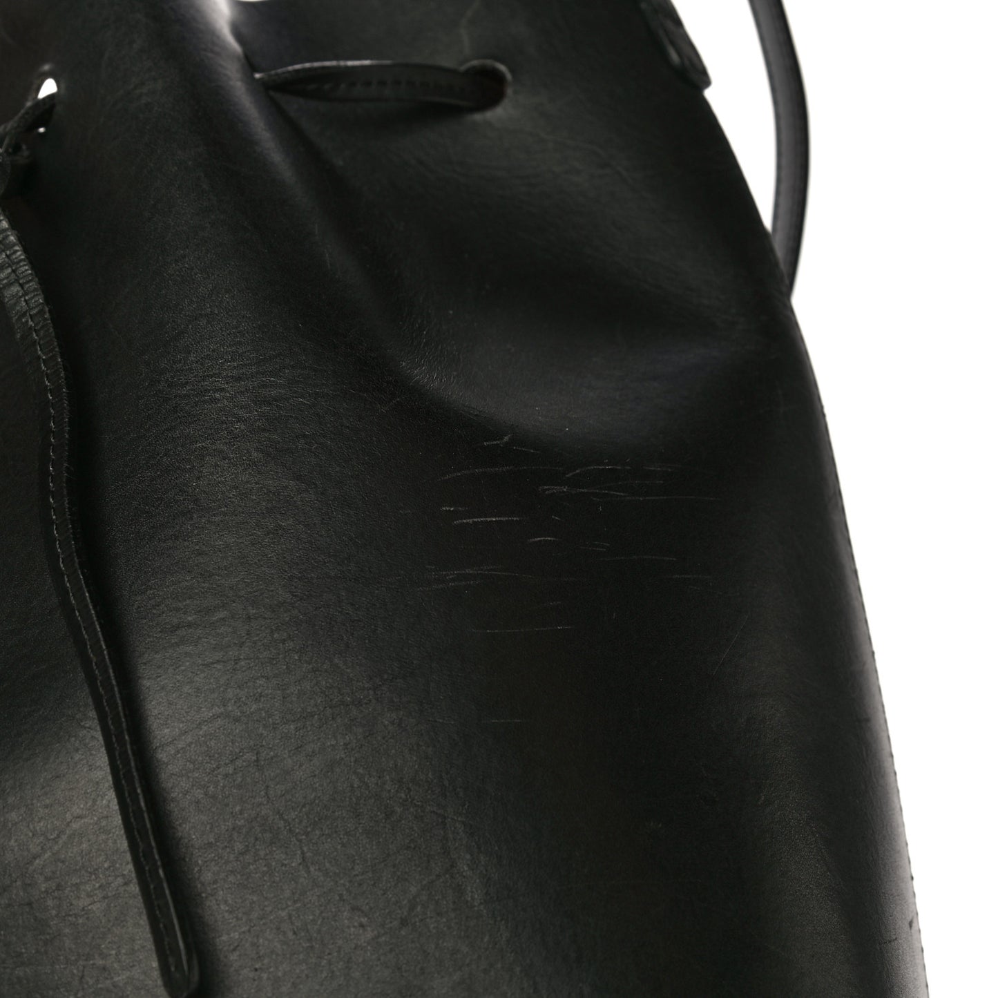 Vegetable Tanned Calfskin Bucket Bag Black Ballerina