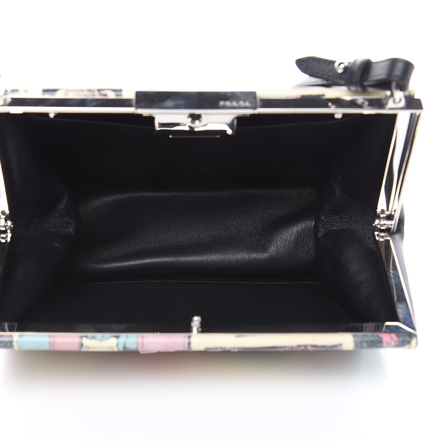Prada Saffiano Vintage Comics Light Frame Bag Lago Black 5 of 11