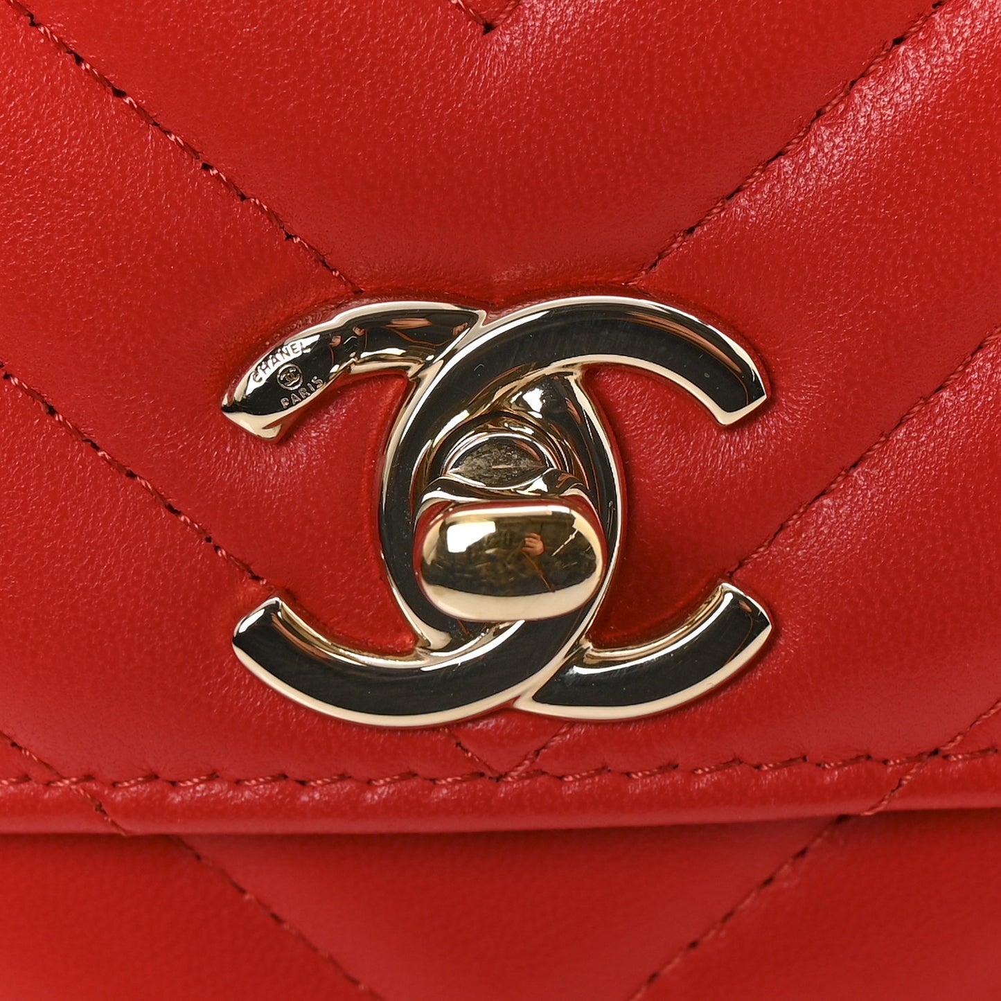 Lambskin Chevron Quilted Trendy CC Wallet On Chain WOC Red