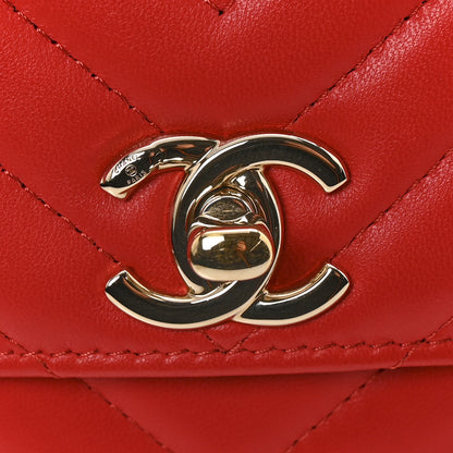 Chanel Lambskin Chevron Quilted Trendy CC Wallet On Chain WOC Red 14 of 14
