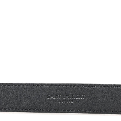 Saint Laurent Snakeskin Monogram Square Buckle Belt 80 32 Black 3 of 6
