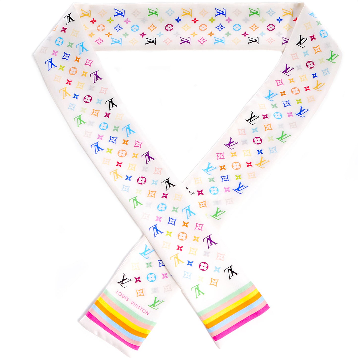 Silk Monogram Multicolor Bandeau White