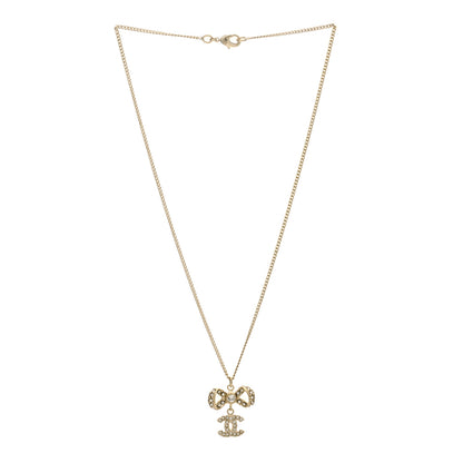 Chanel Crystal CC Bow Necklace Gold 2 of 3