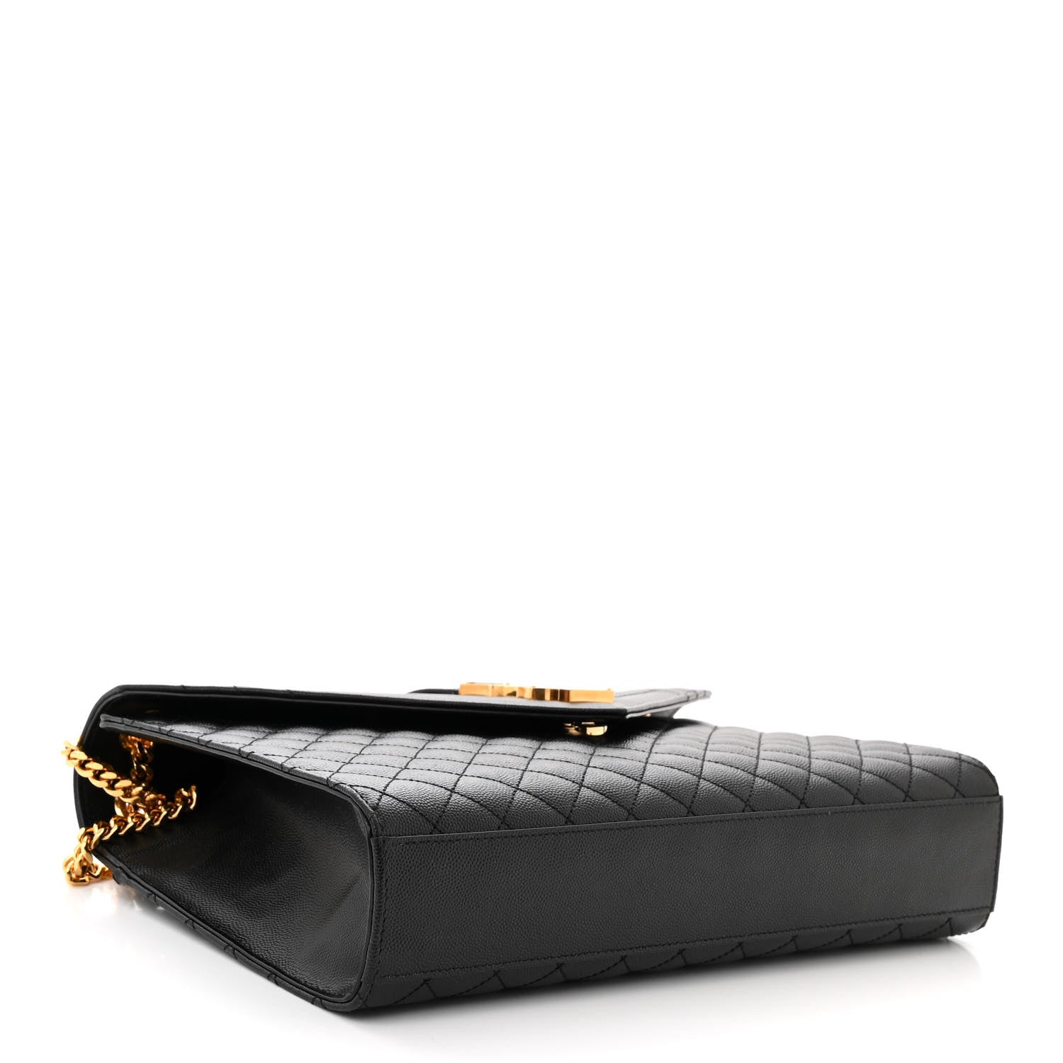 Saint Laurent Grain De Poudre Textured Mixed Matelasse Large Triquilt Monogram Satchel Black 4 of 10