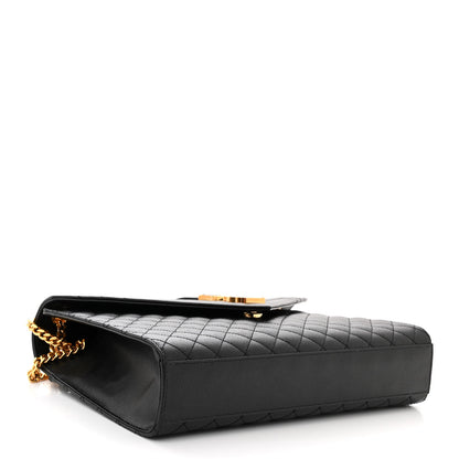 Saint Laurent Grain De Poudre Textured Mixed Matelasse Large Triquilt Monogram Satchel Black 4 of 10