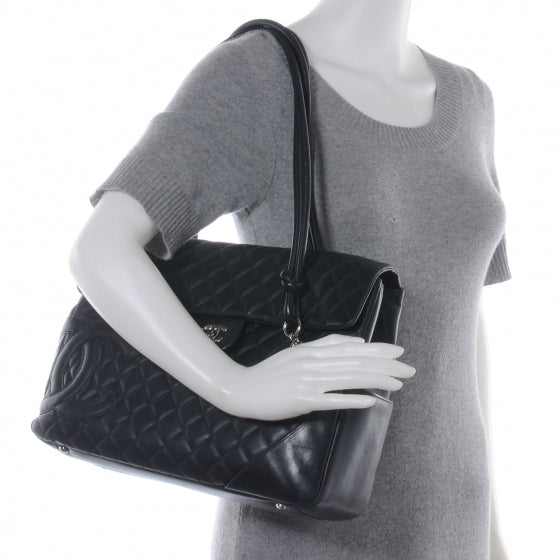 Chanel Calfskin Quilted Large Cambon Flap Black 2 of 8