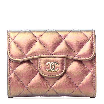 Chanel Iridescent Lambskin Quilted Flap Card Holder Wallet Purple 1 of 9