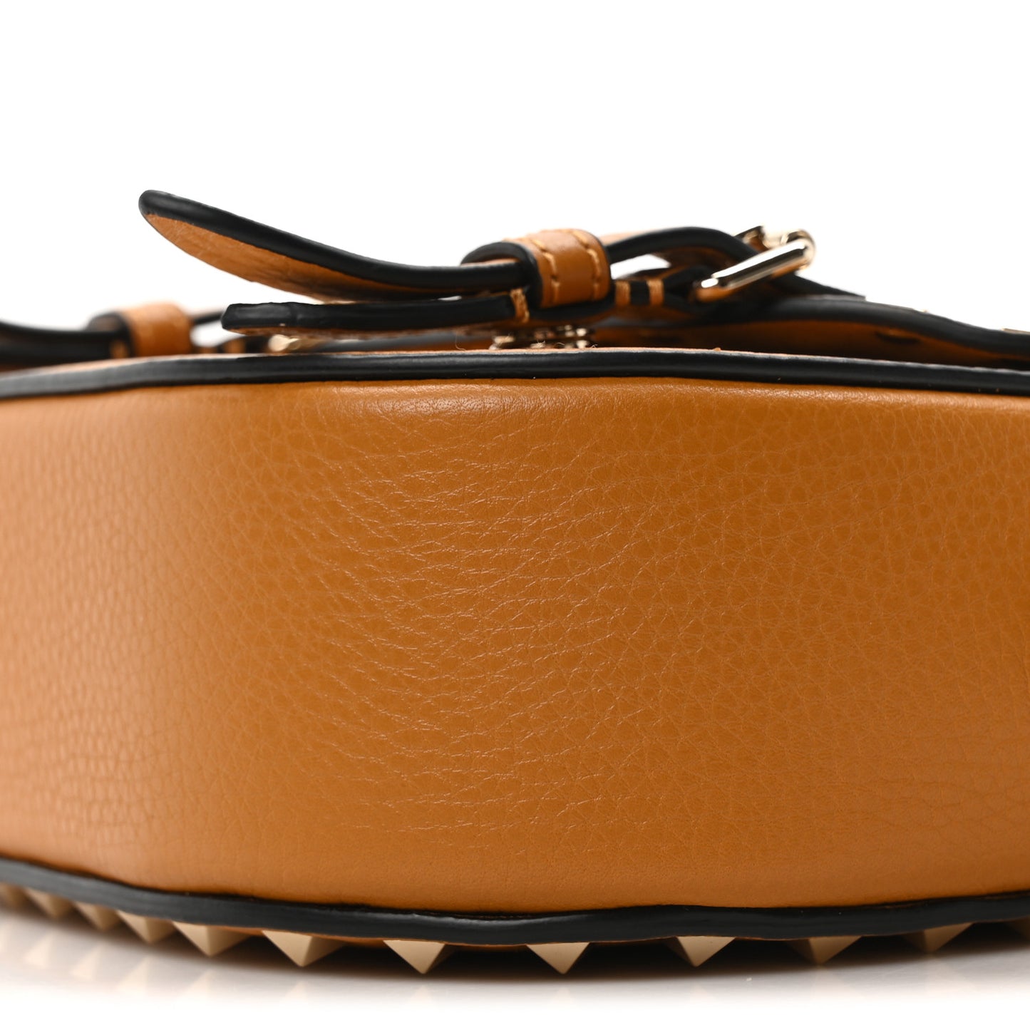 Vitello Small Rockstud Satchel Crossbody Bag Light Cuir