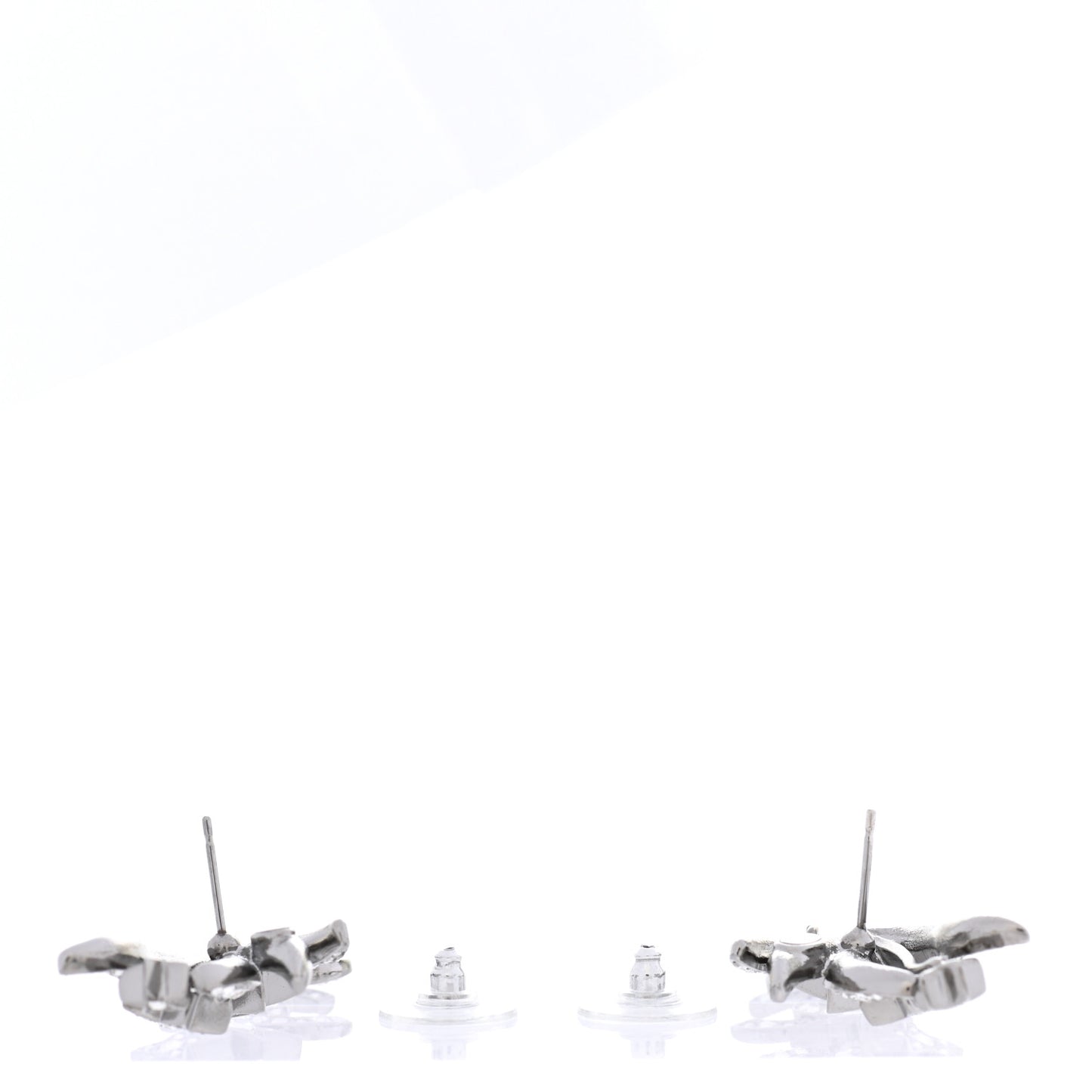 Crystal Baguette CC Wing Star Earrings Silver