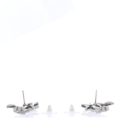 Chanel Crystal Baguette CC Wing Star Earrings Silver 3 of 5