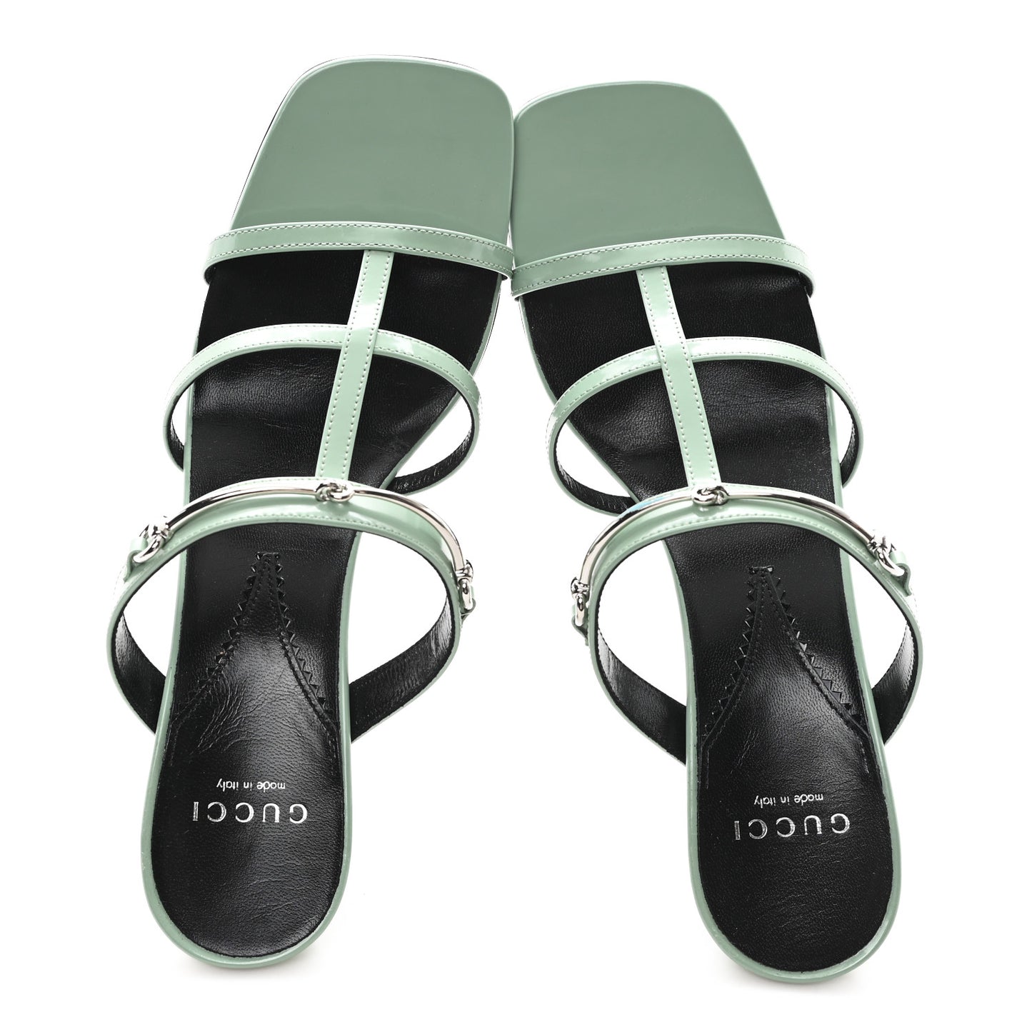 Regent Calfskin Horsebit Mid Heel Sandals 39 Pacific Green