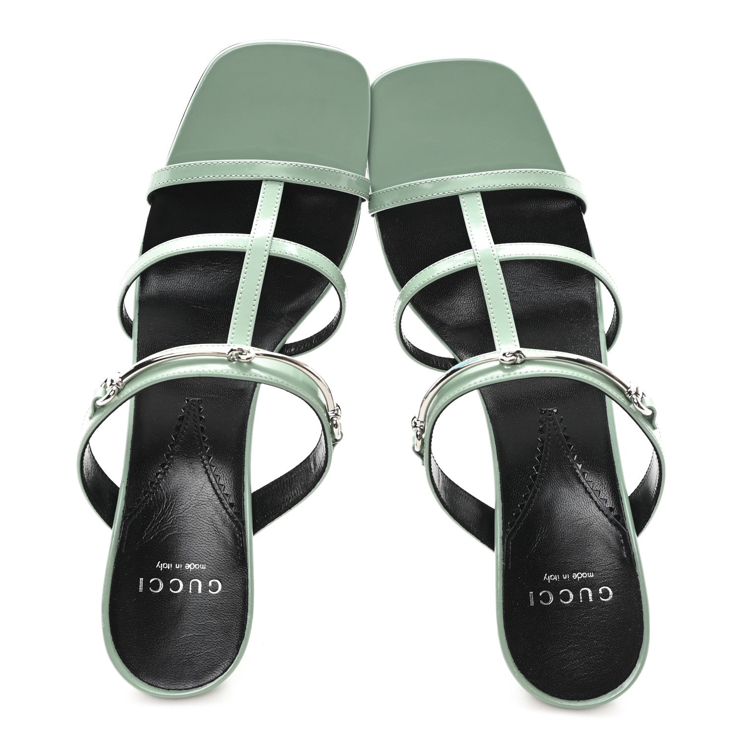 Gucci Regent Calfskin Horsebit Mid Heel Sandals 39 Pacific Green 2 of 9