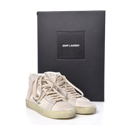 Saint Laurent Distressed Canvas Womens Classic Court High Top Sneakers 36 Milk Panna 11 of 11