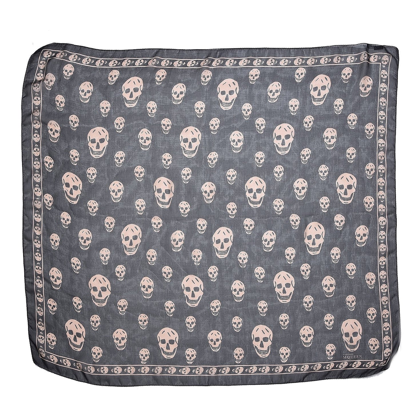 Silk Chiffon Skull Scarf Black Pink