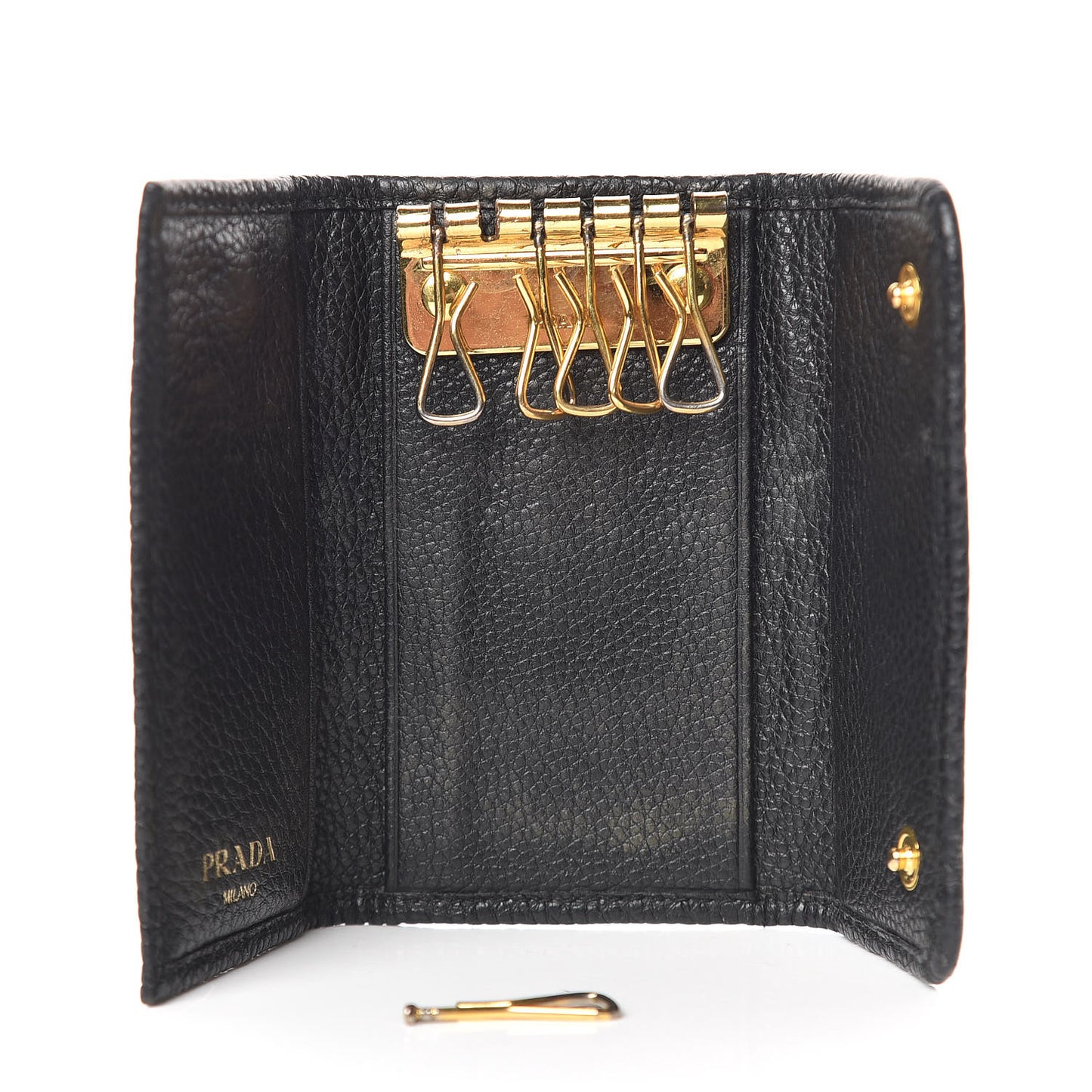 Vitello Grain 6 Key Holder Black