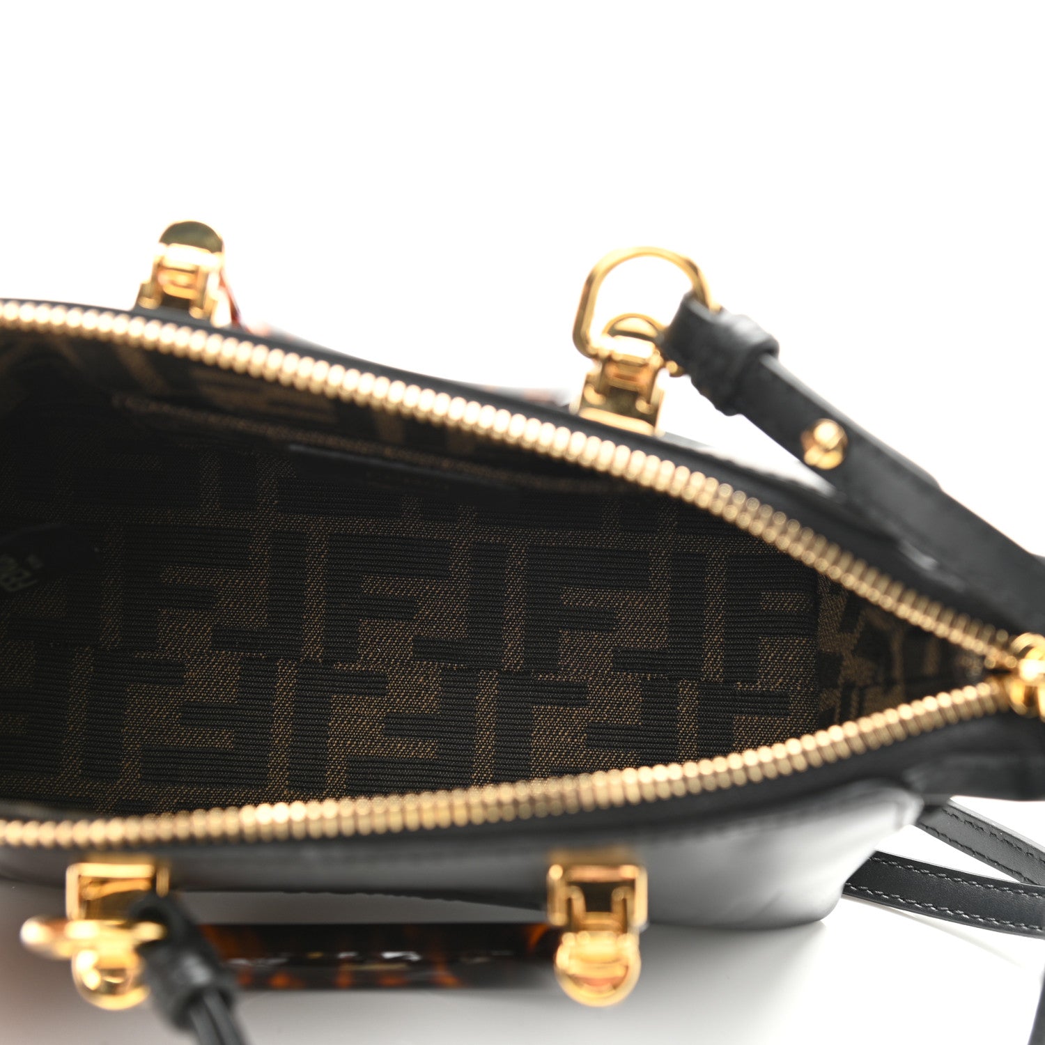 Fendi Vitello King Plexiglass Logo Embossed Mini By The Way Top Handle Boston Bag Black 5 of 11