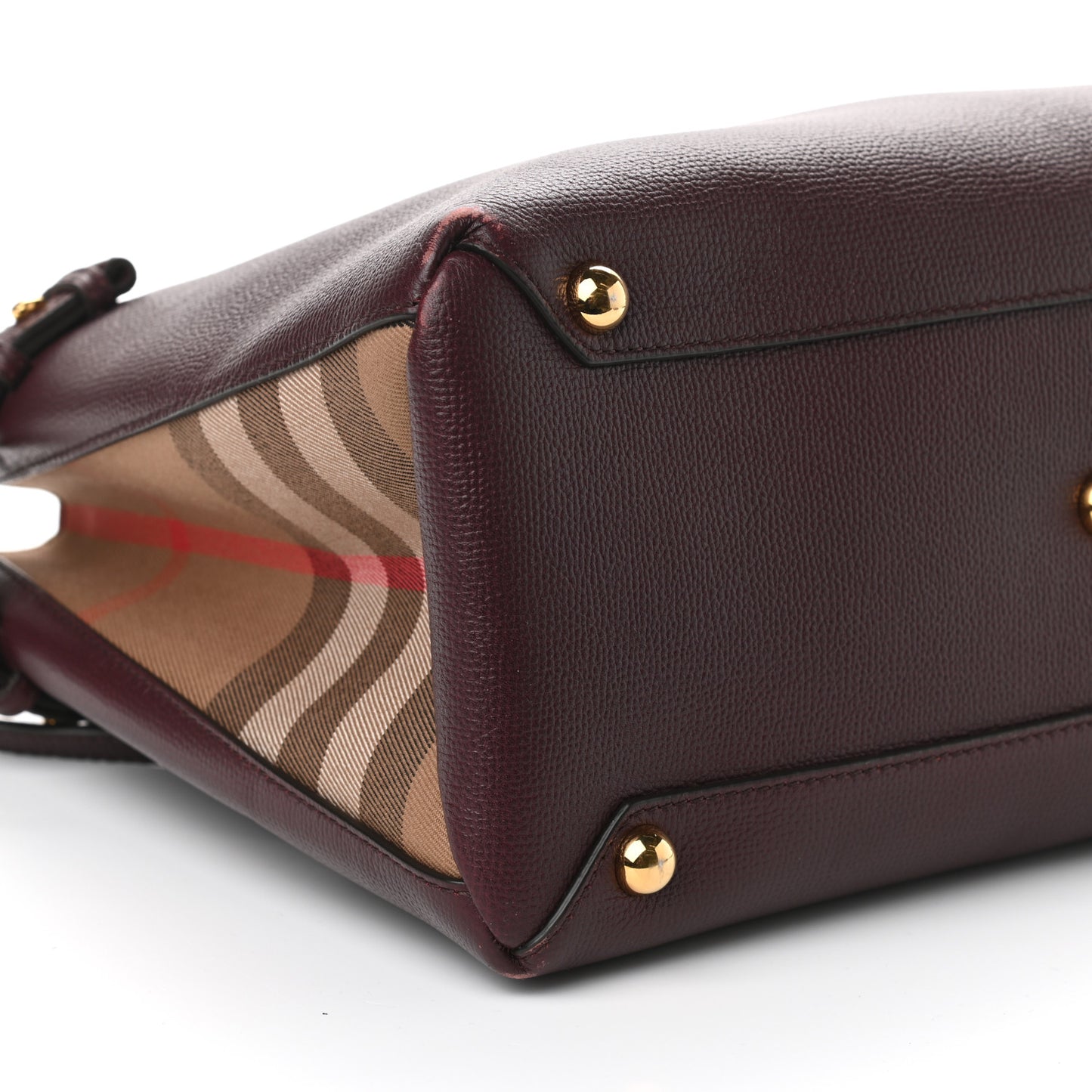 Grainy Calfskin House Check Medium Banner Tote Mahogany Red