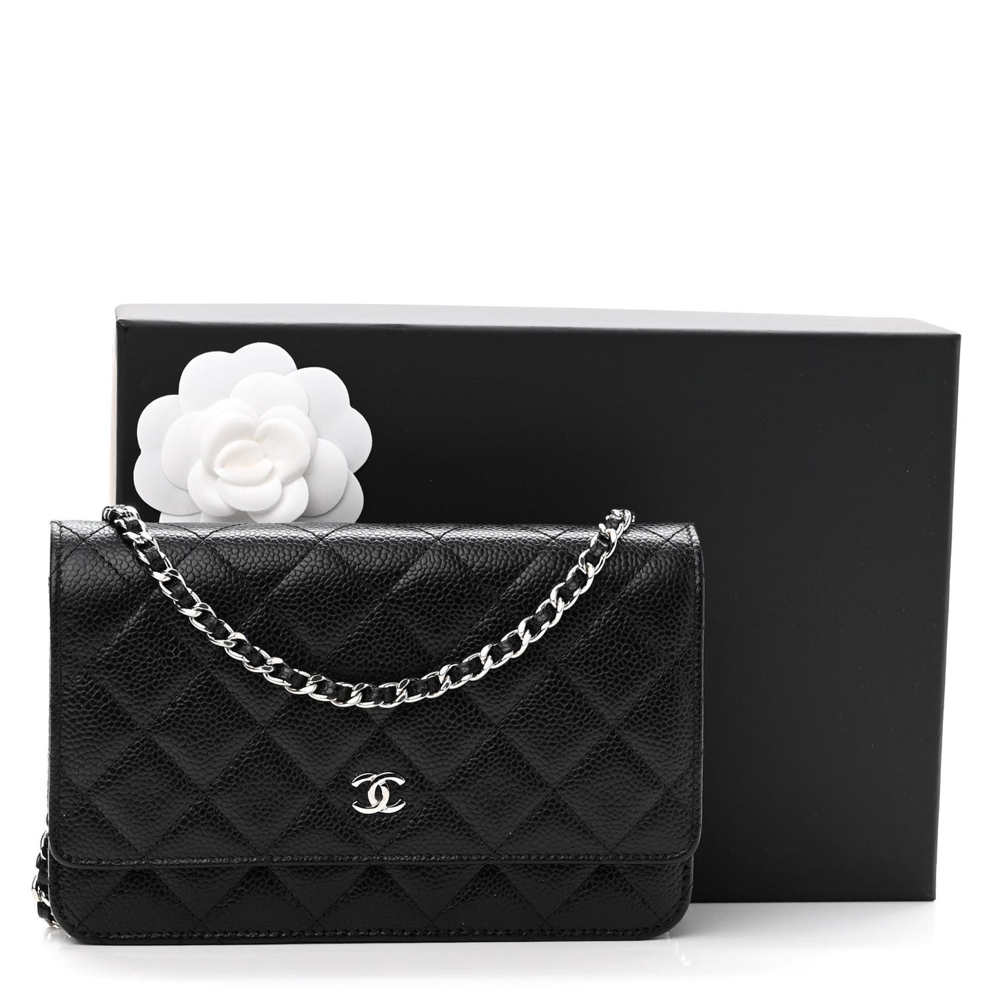 Caviar Quilted Wallet On Chain WOC Black