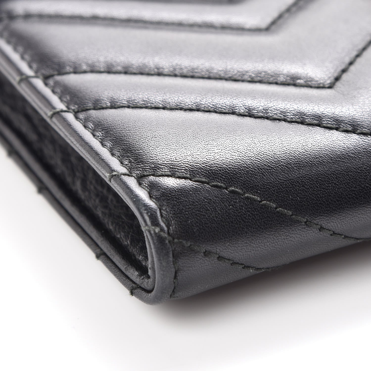 Gucci Calfskin Matelasse Mini GG Marmont Chain Wallet Black 5 of 14