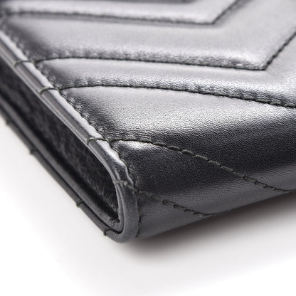Gucci Calfskin Matelasse Mini GG Marmont Chain Wallet Black 5 of 14