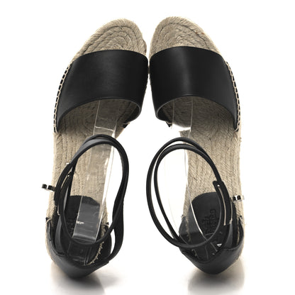 Hermes Calfskin Tipoli Espadrille Wedges 39 Black 2 of 9