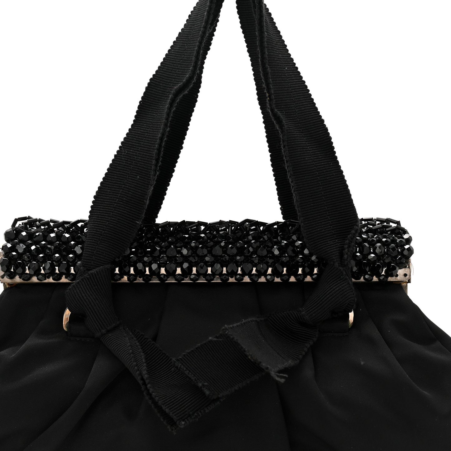 Tessuto Nylon Bead Evening Bag Black