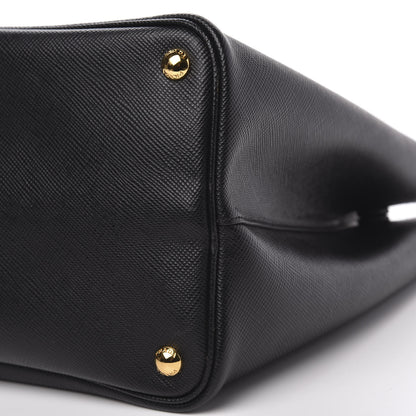 Prada Saffiano Cuir Medium Double Bag Black Fuoco 10 of 10