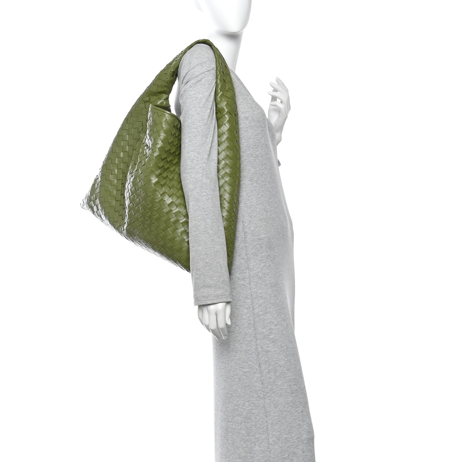 Bottega Veneta Calfskin Intrecciato Large Hop Matcha 2 of 10