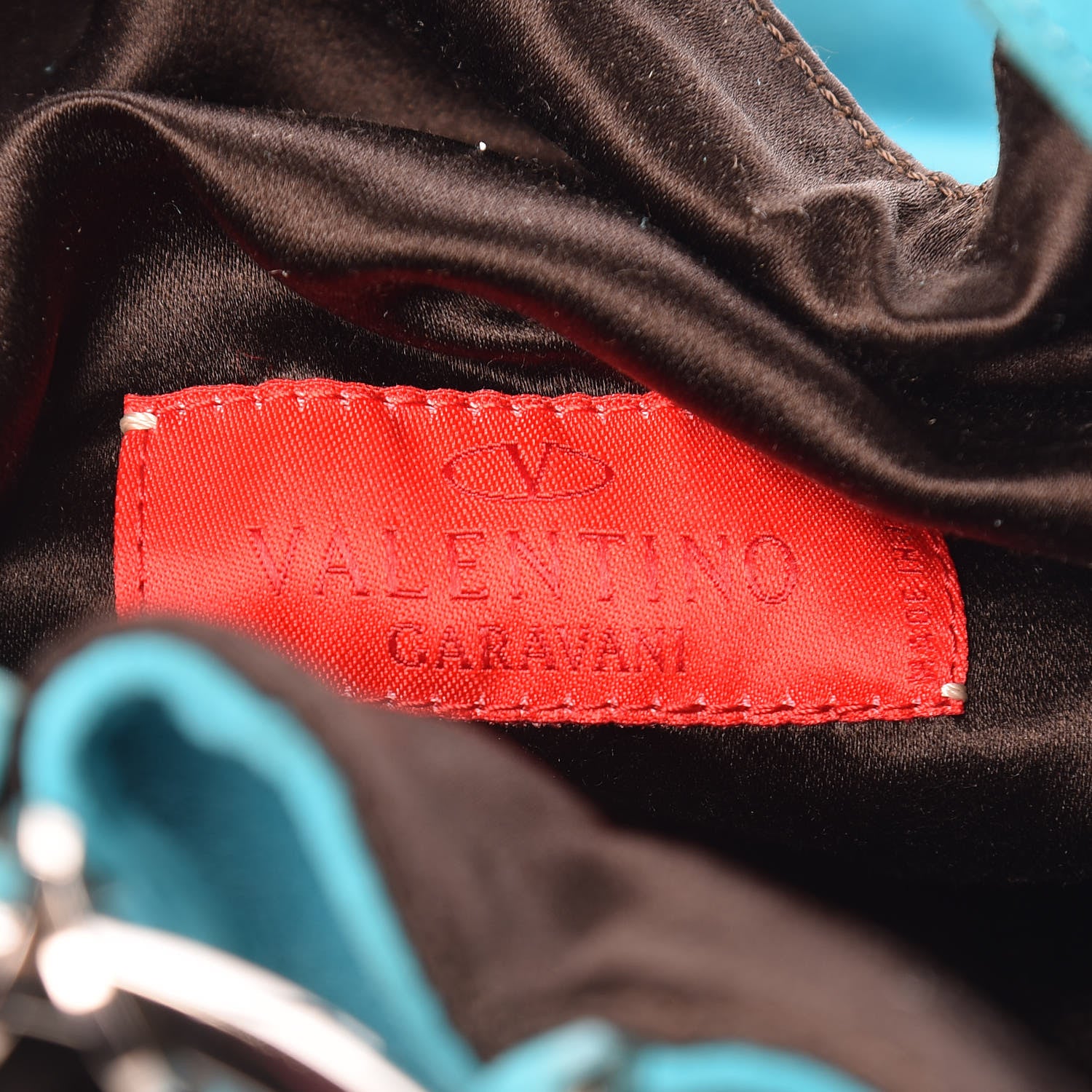 Valentino Garavani Suede Fringe Crystal Snake Ring Evening Bag Turquoise 6 of 11