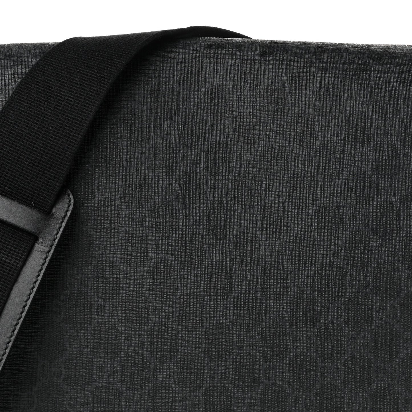 GG Supreme Monogram Flap Messenger Bag Black Grey