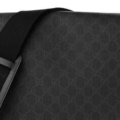 Gucci GG Supreme Monogram Flap Messenger Bag Black Grey 8 of 10