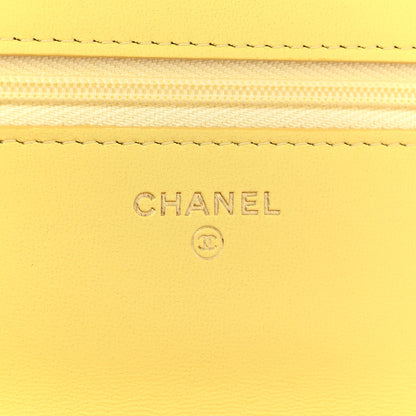 Chanel Lambskin Quilted Wallet On Chain WOC Pink Yellow 7 of 12