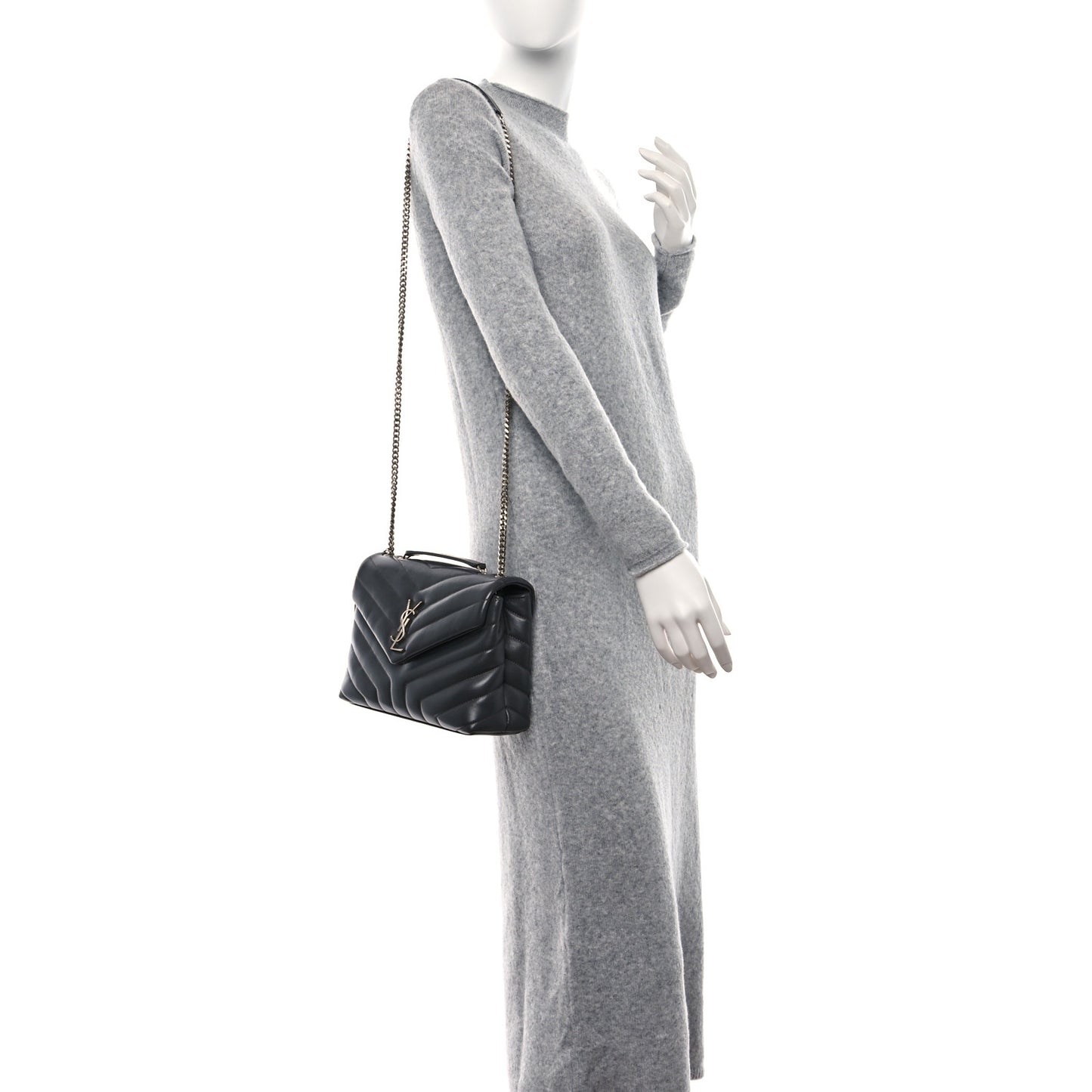Calfskin Y Quilted Monogram Small Loulou Chain Satchel Storm