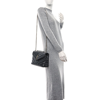 Saint Laurent Calfskin Y Quilted Monogram Small Loulou Chain Satchel Storm 2 of 8