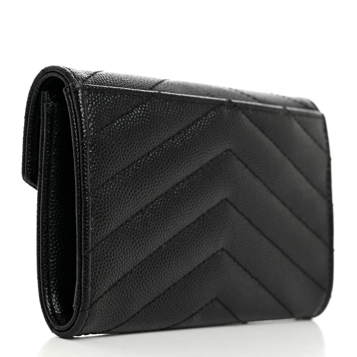 Grain De Poudre Matelasse Chevron Small Monogram Envelope Wallet Black