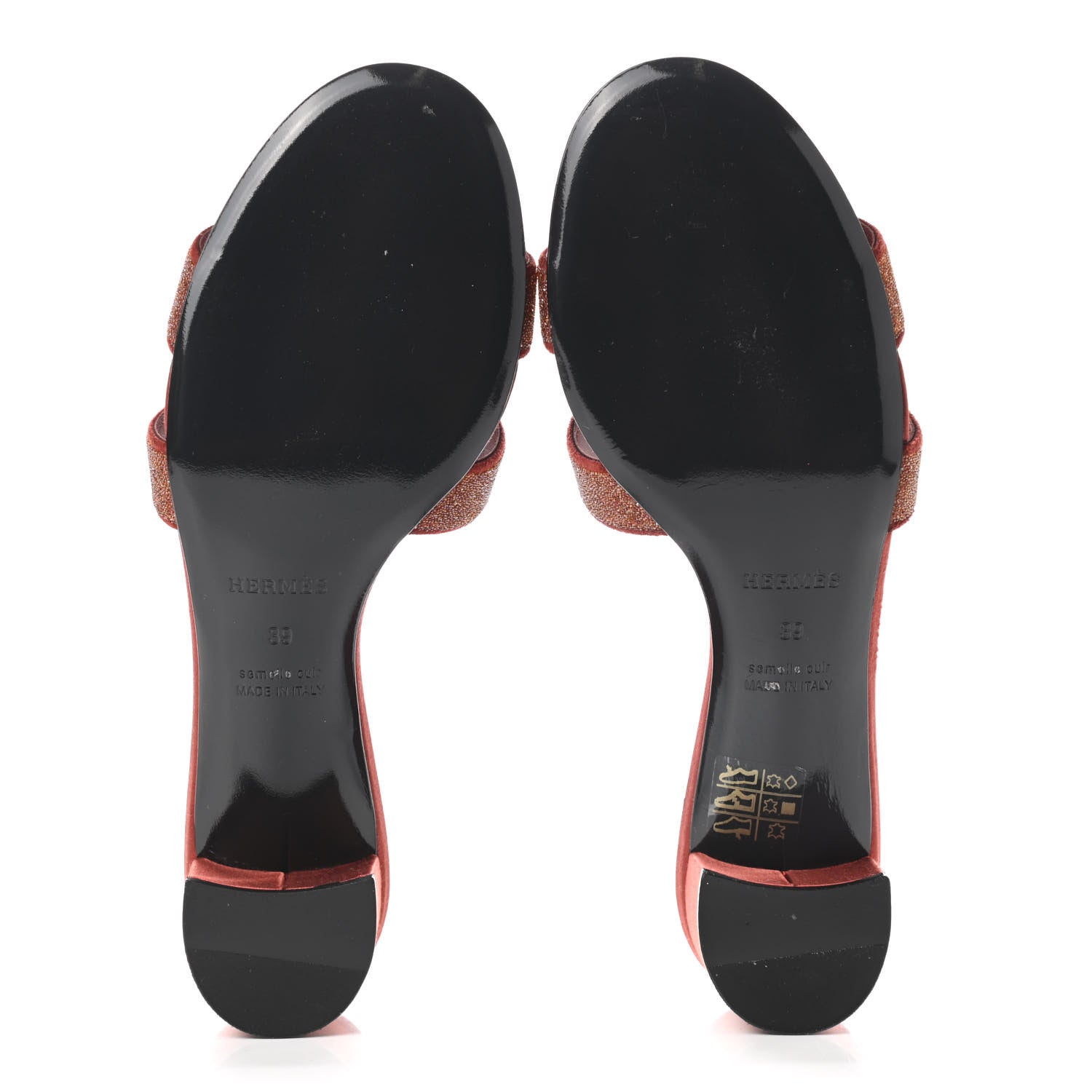 Hermes Satin Crystal Powder Oasis Sandals 39 Rouge Tomette 5 of 14