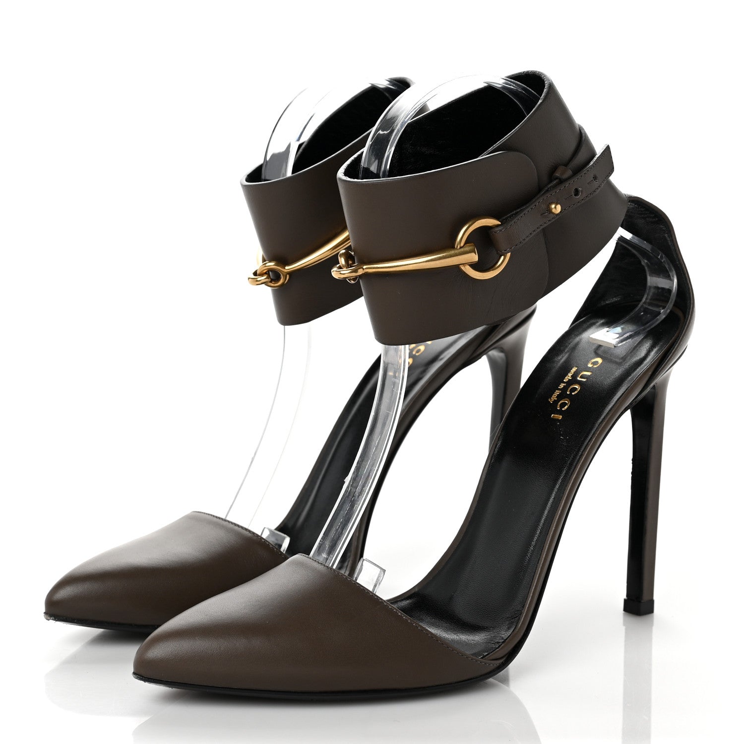 Gucci Calfskin Ursula Ankle Wrap Pumps 38.5 Grey Field 3 of 10