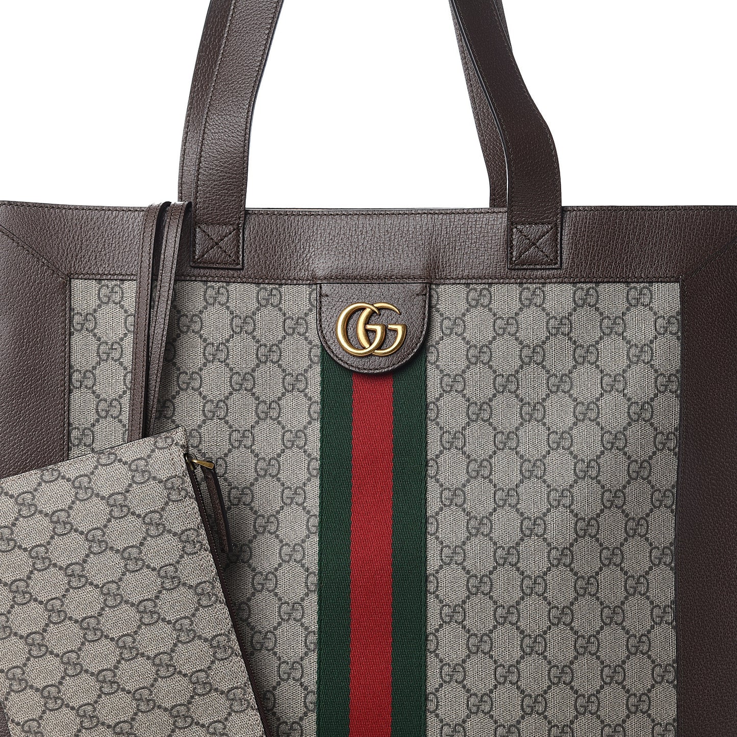 GG Supreme Monogram Web Large Ophidia Vertical Shopping Tote Brown