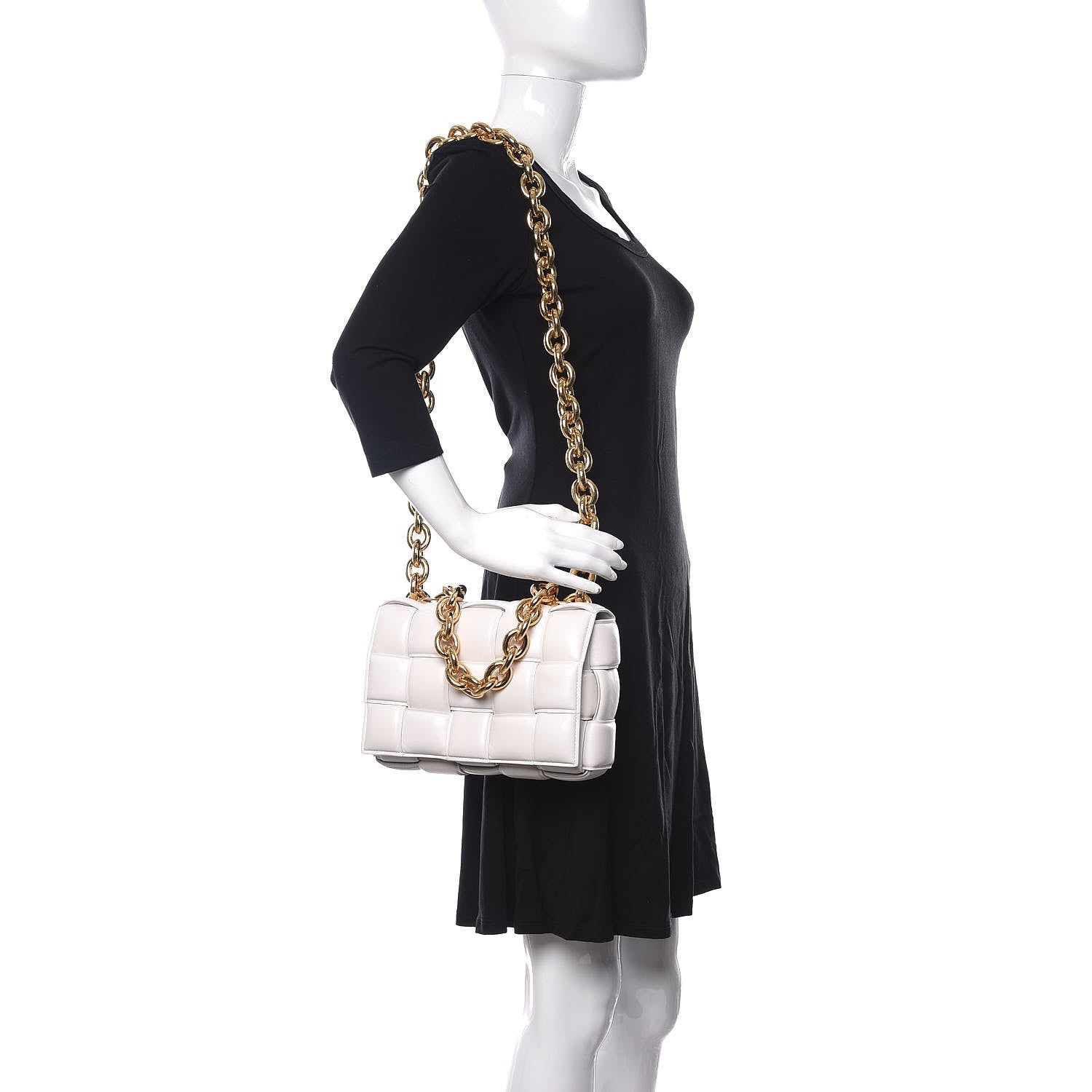 Bottega Veneta Lambskin Maxi Intreccio Padded Chain Cassette Crossbody Bag White 2 of 10
