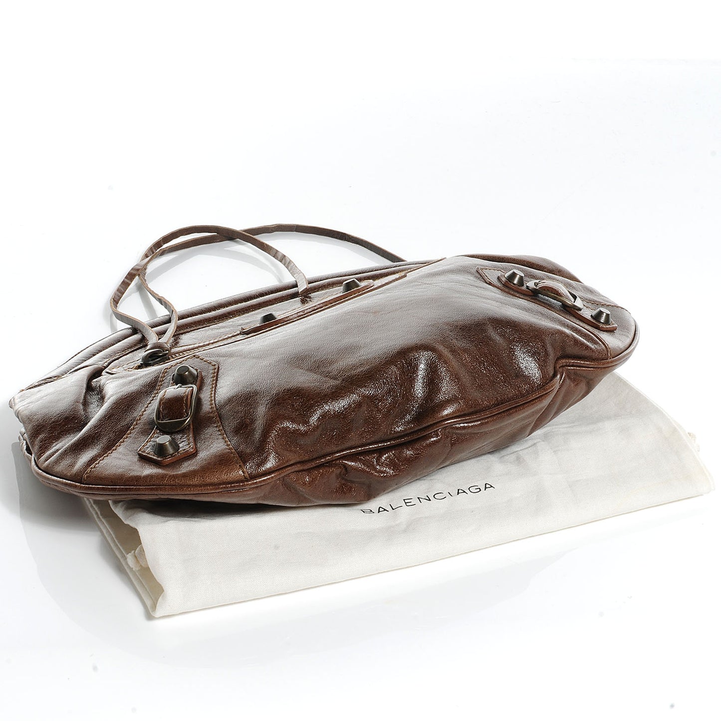 Chevre Leather Oval Clutch Truffle