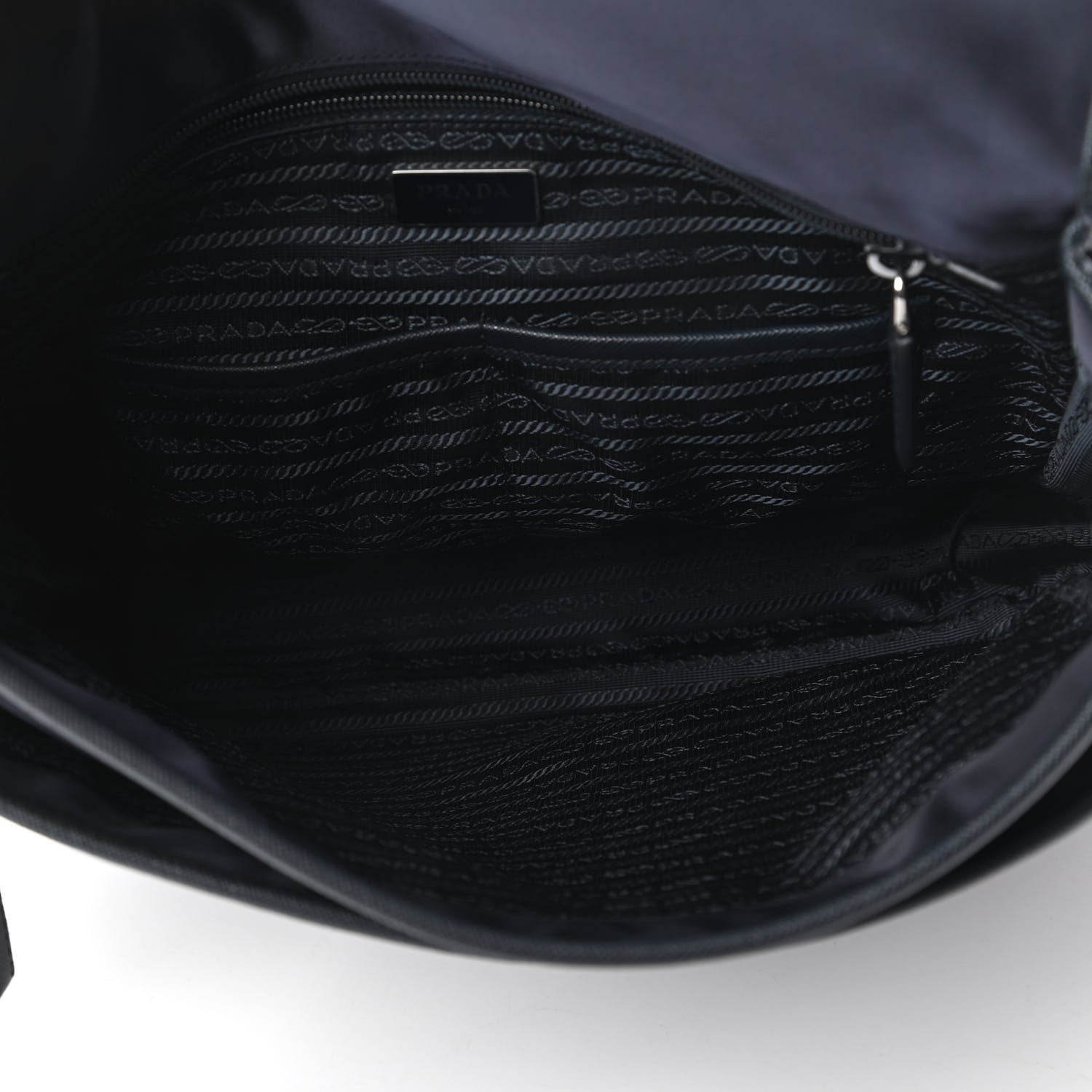 Prada Tessuto Nylon Saffiano Logo Messenger Bag Black 5 of 10