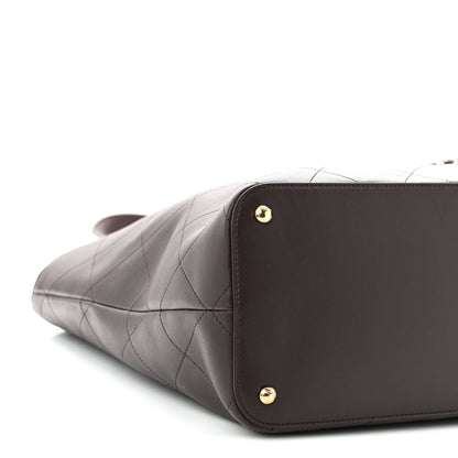 Chanel Calfskin Stitched Maxi Shopping Bag Dark Brown 9 of 11